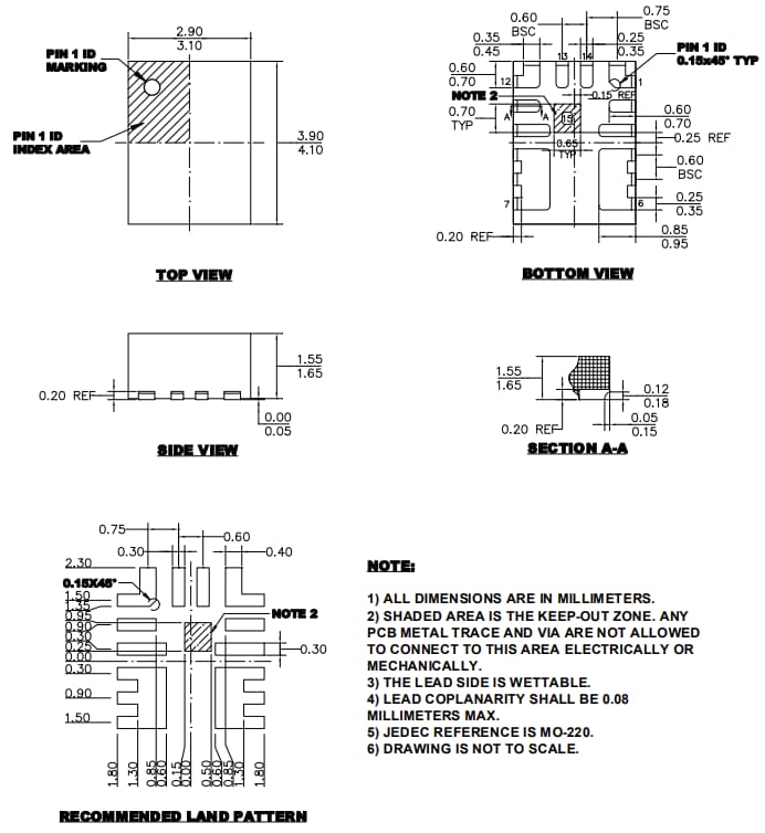 Mechanical Drawing - Monolithic Power Systems (MPS) MPM3807 Synchronous Step-Down Power Modules